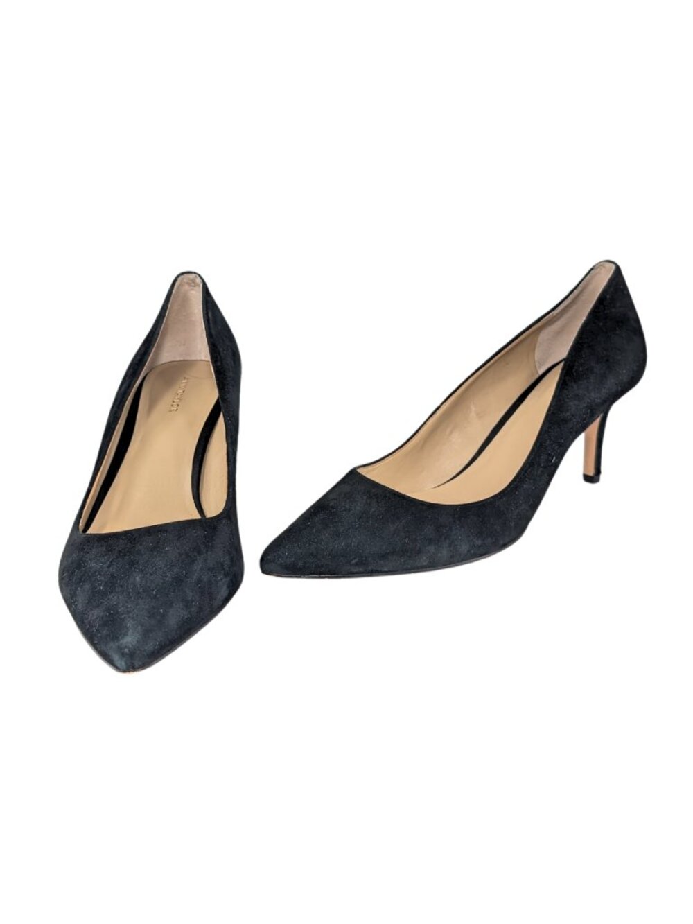Ann Taylor 8M Black Suede Classic Pointed Toe Leather Dress Office Heels